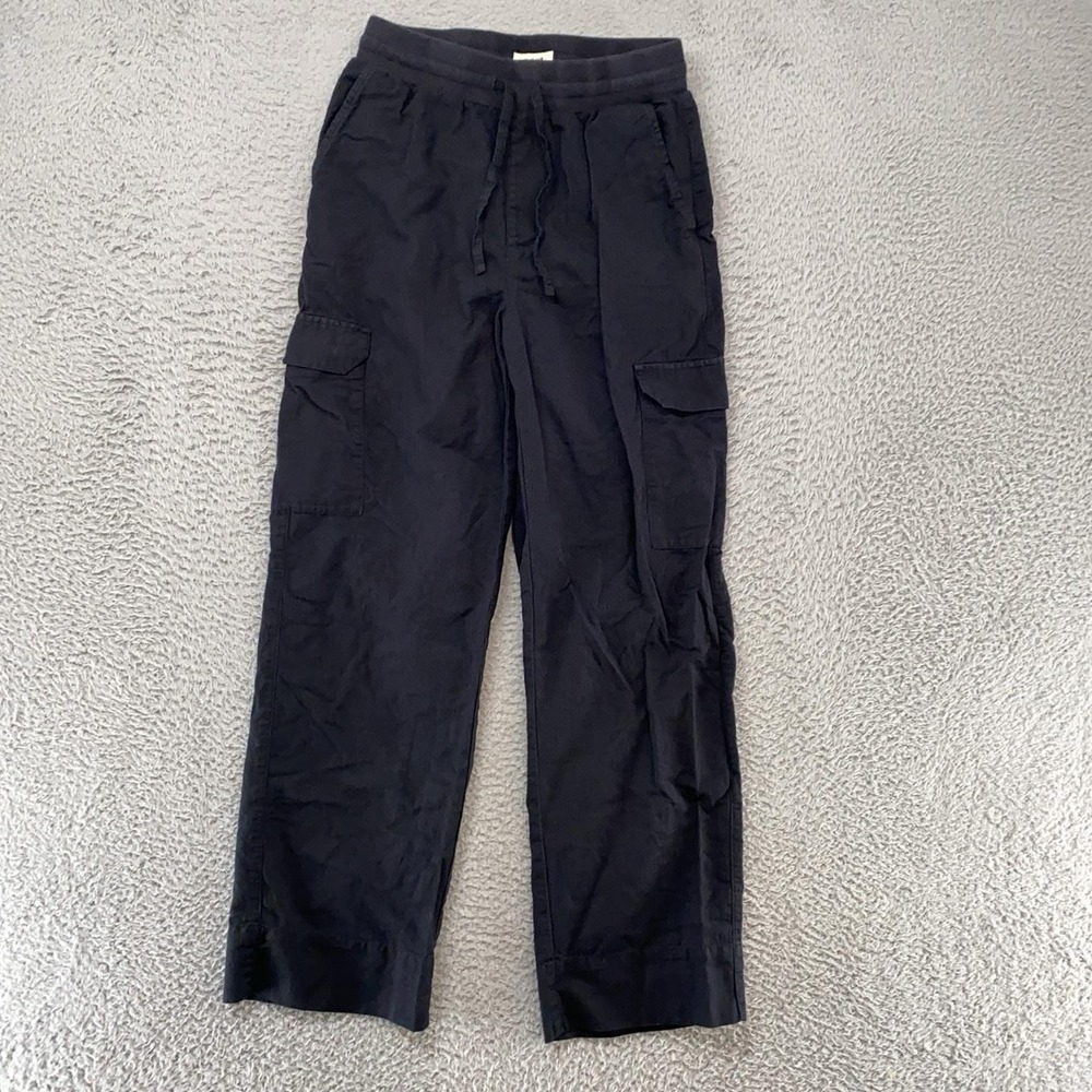 Pact Cargo Pants Womens Small Black Organic Cotton Linen Straight Leg Relaxed